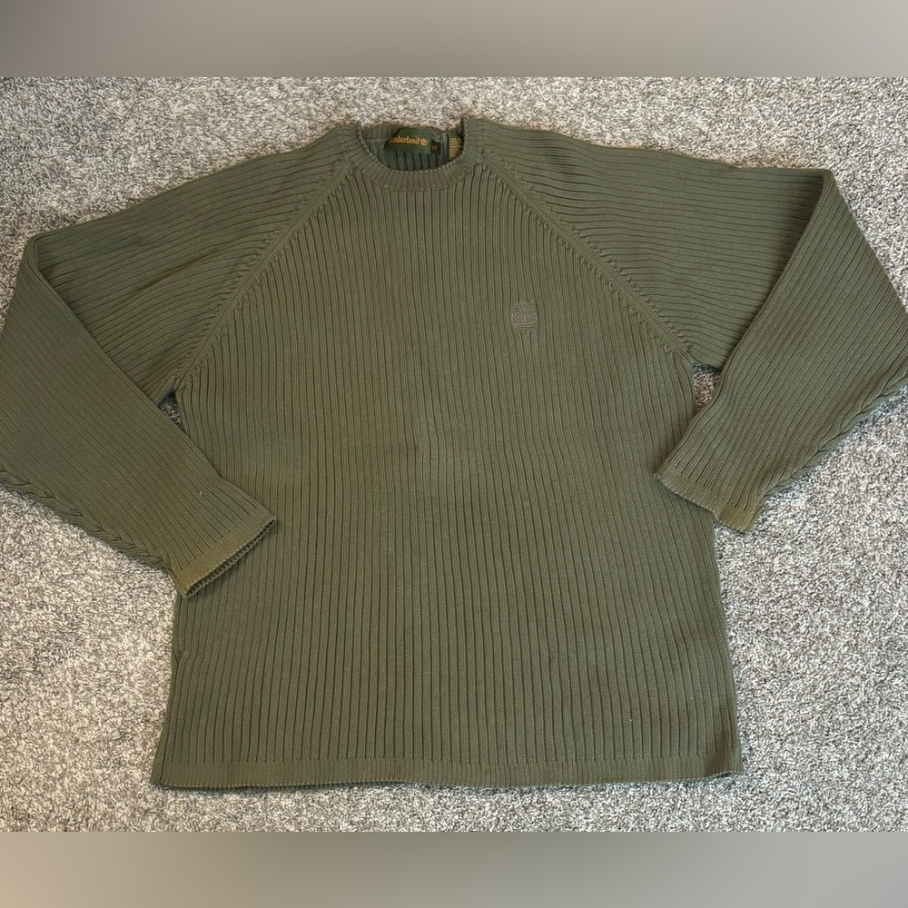 Vtg Timberland Crewneck Knit Pullover Sweater Green Men XL Workwear Ribbed #0004